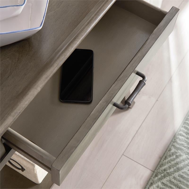 Bowery Hill Contemporary Wood Tray Edge Console Hall Stand in Smoke Gray