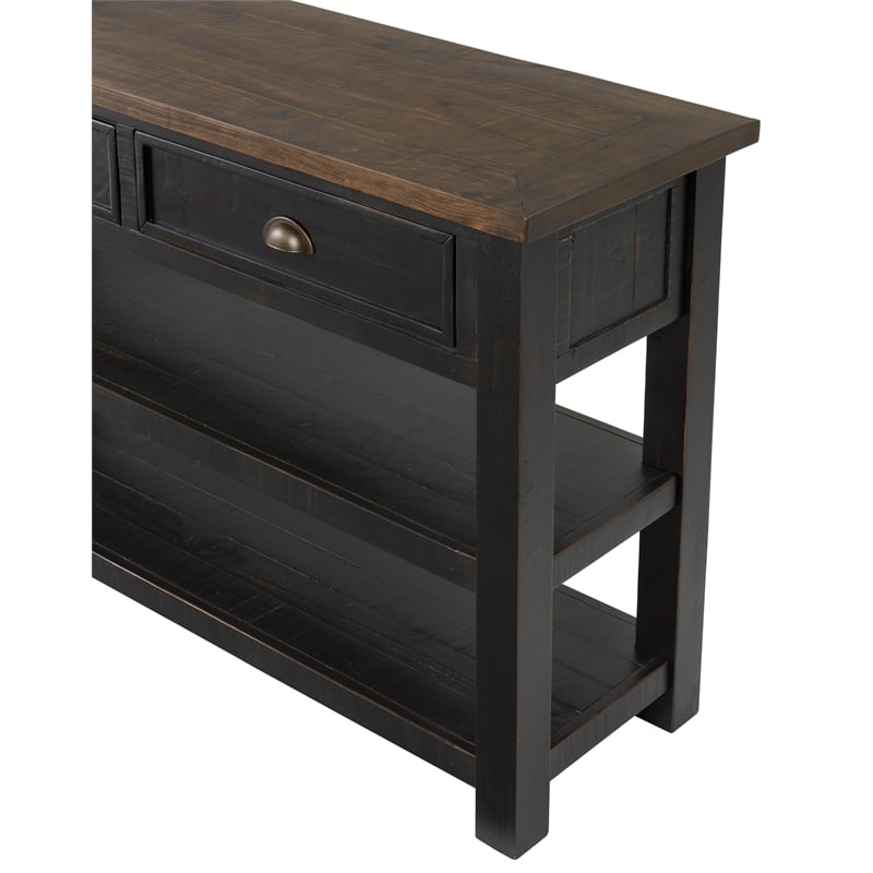 Bowery Hill Contemporary Wood 2 Drawer Sofa Console Table Black and Brown