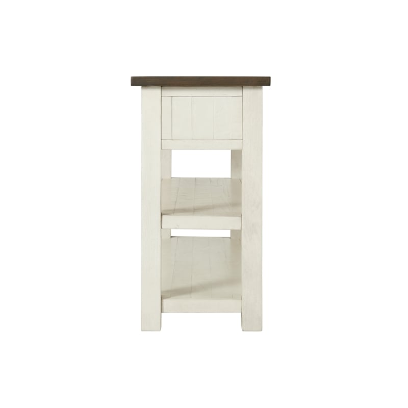 Bowery Hill Farmhouse 2 Drawer Sofa Console Table Cream White and Brown