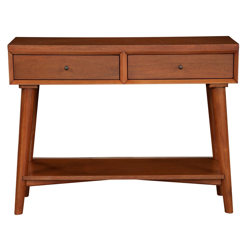 Bowery Hill Farmhouse Wood Console Table with 2 Drawers in Acorn (Brown)