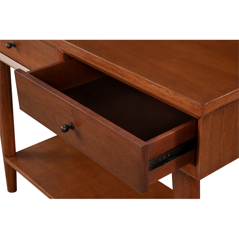 Bowery Hill Farmhouse Wood Console Table with 2 Drawers in Acorn (Brown)