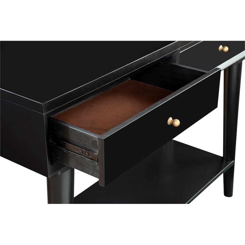 Bowery Hill Mid-Century Wood Console Table with 2 Drawers in Black