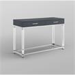 Bowery Hill Modern Metal Console Table with Acrylic Legs in Dark Gray/Chrome