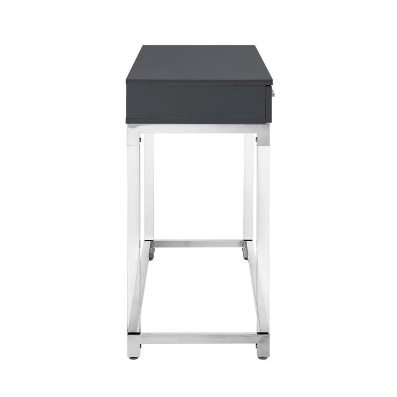 Bowery Hill Modern Metal Console Table with Acrylic Legs in Dark Gray/Chrome