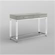 Bowery Hill Modern Metal Console Table with Acrylic Legs in Light Gray/Chrome