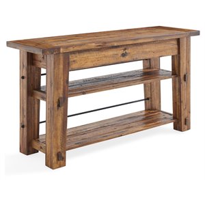 bowery hill transitional 54l industrial wood console/media table