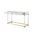 Bowery Hill Contemporary Metal Console Table with Acrylic Legs in White/Gold