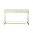 Bowery Hill Contemporary Metal Console Table with Acrylic Legs in White/Gold