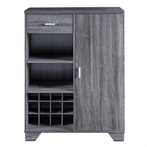 bowery hill modern wood 12-bottle buffet in dark gray
