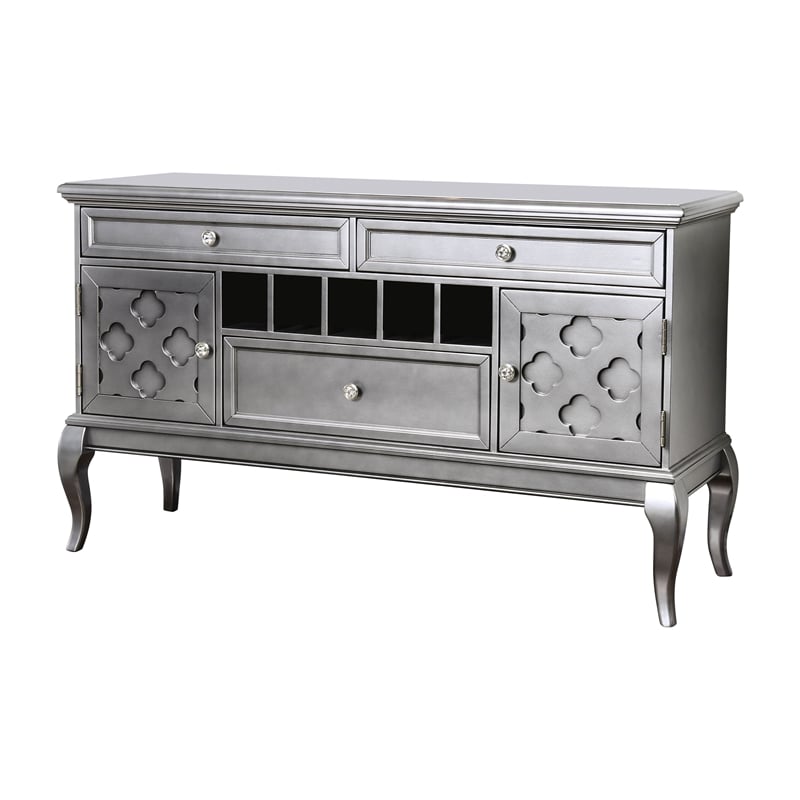 Bowery Hill Transitional Wood Wine Rack Sideboard in Gray