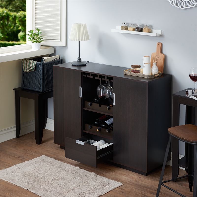 Bowery Hill Contemporary Wood Wine Rack Buffet in Espresso