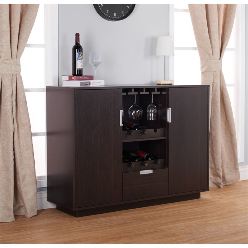 Bowery Hill Contemporary Wood Wine Rack Buffet in Espresso