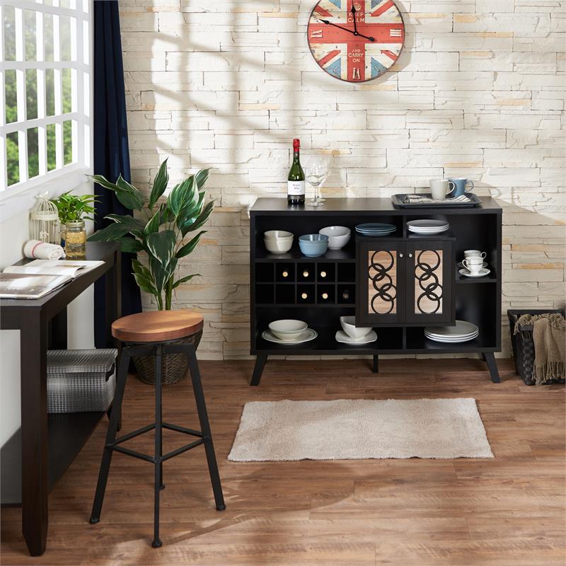 Bowery Hill Contemporary Wood Wine Rack Buffet in Cappuccino