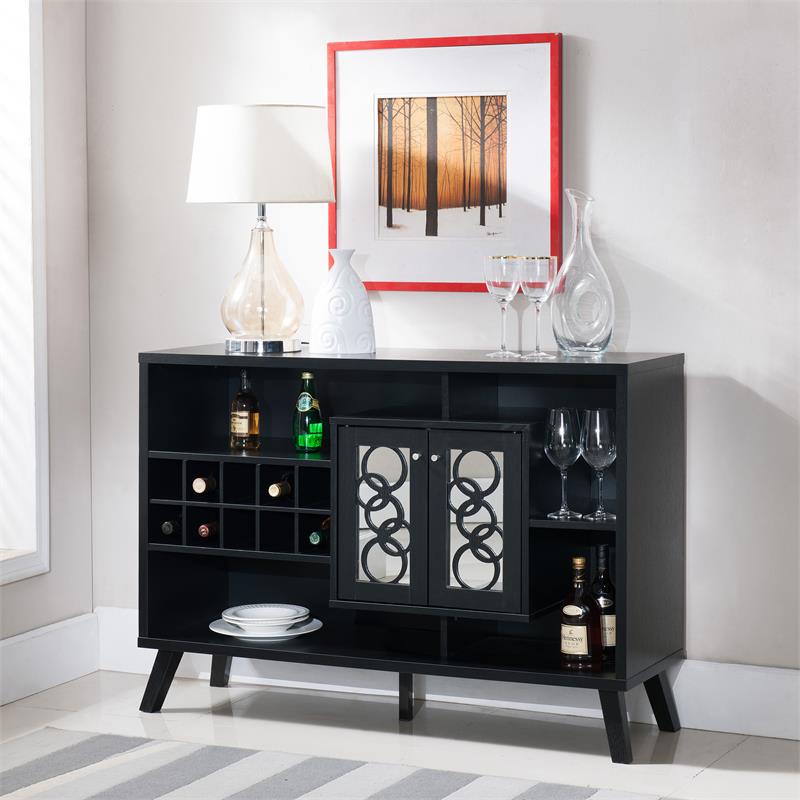 Bowery Hill Contemporary Wood Wine Rack Buffet in Cappuccino