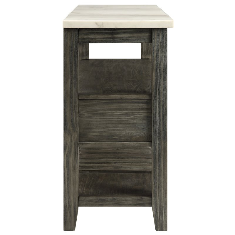 Bowery Hill Marble Top Wine Rack Server in White and Gray Oak