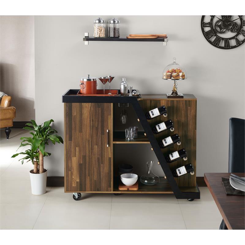 Bowery Hill Contemporary Wood 5-Bottle Buffet in Light Hickory
