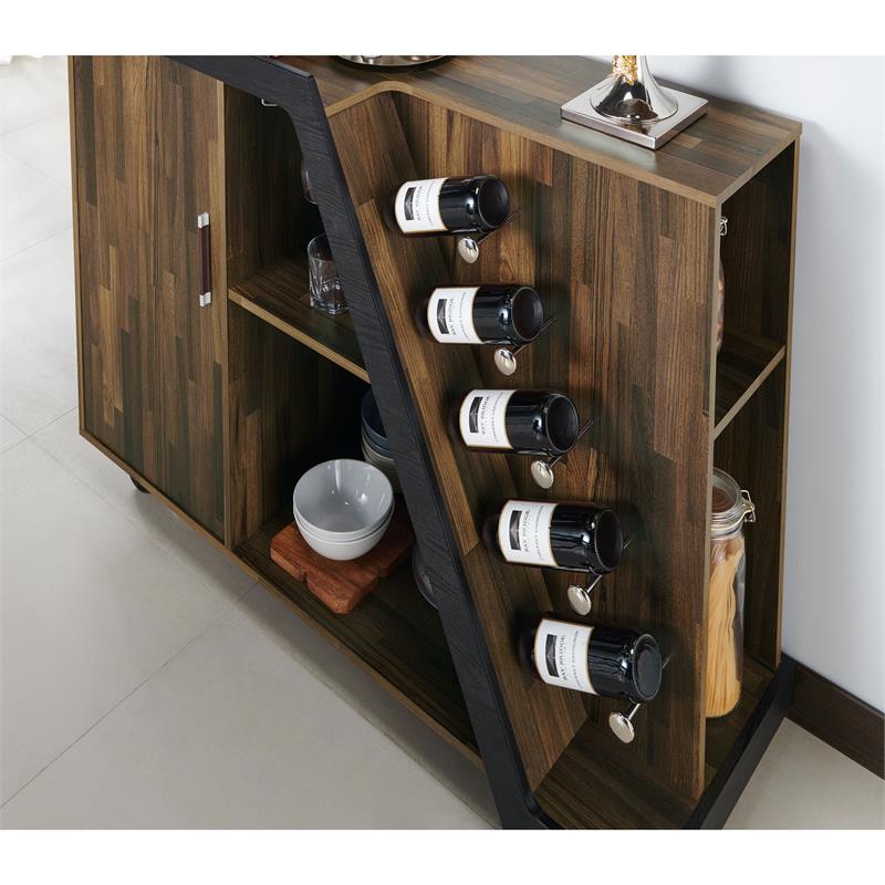 Bowery Hill Contemporary Wood 5-Bottle Buffet in Light Hickory