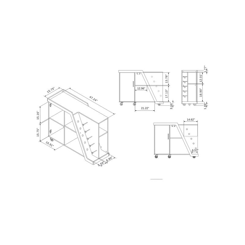 Bowery Hill Contemporary Wood 5-Bottle Buffet in Light Hickory