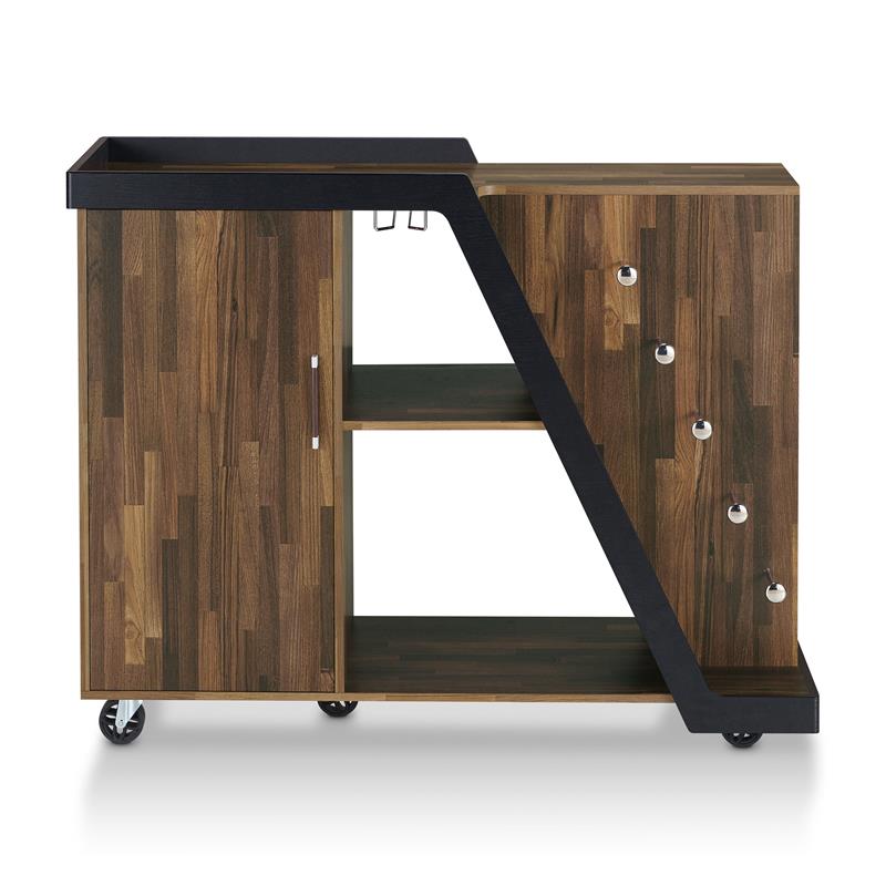 Bowery Hill Contemporary Wood 5-Bottle Buffet in Light Hickory