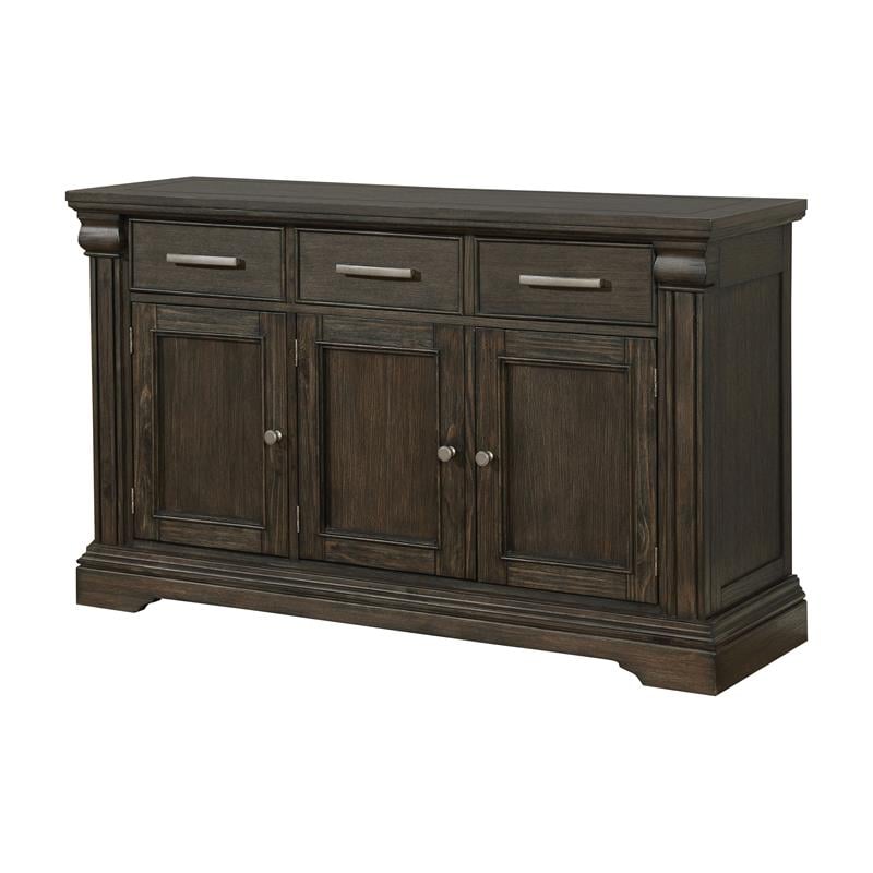 Bowery Hill Transitional Solid Wood 3-Drawer Buffet in Espresso