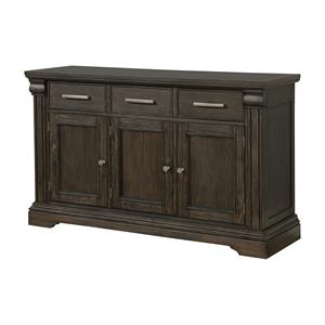 Bowery Hill Transitional Solid Wood 3-Drawer Buffet in Espresso