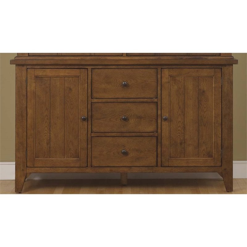 Bowery Hill Traditional Vintage Wood Buffet in Rustic Oak Finish