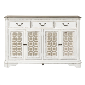 bowery hill mid-century wood hall buffet in antique white finish