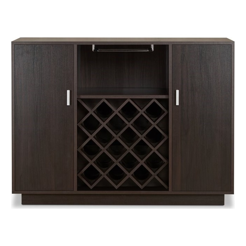 Bowery Hill Mid-Century Buffet Server with Wine Bottle Rack in Espresso