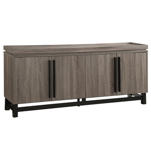 bowery hill contemporary wood tray-top buffet in distressed gray