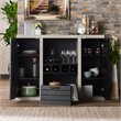 Bowery Hill Industrial Wood Wine Rack Buffet in Black and Cement
