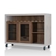 Bowery Hill Industrial Wood Wine Rack Buffet in Distressed Walnut
