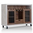 Bowery Hill Industrial Wood Wine Rack Buffet in Distressed Walnut