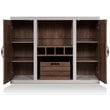 Bowery Hill Industrial Wood Wine Rack Buffet in Distressed Walnut