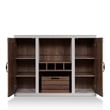 Bowery Hill Industrial Wood Wine Rack Buffet in Distressed Walnut