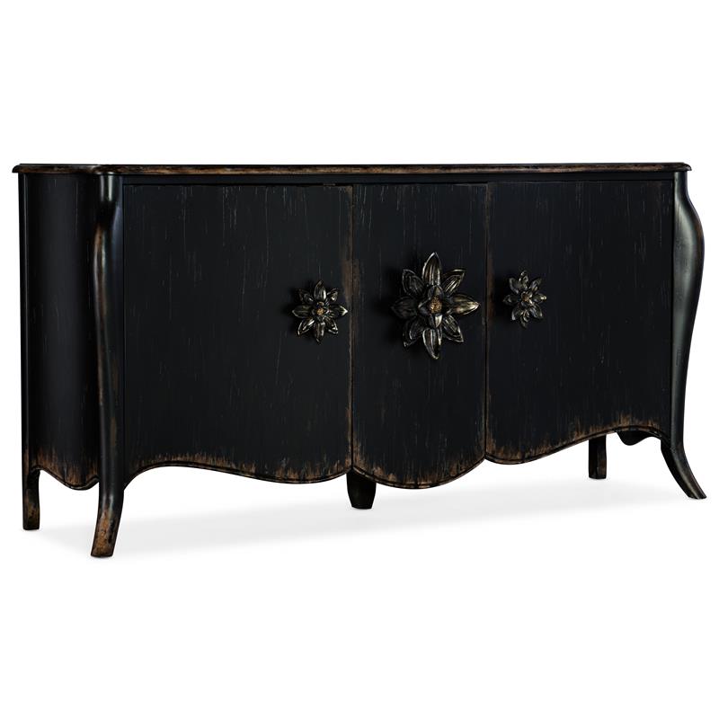 Bowery Hill Contemporary Three Door Buffet in Black Painted Finish