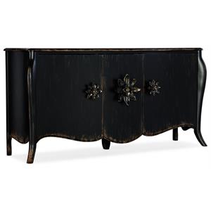 Bowery Hill Contemporary Three Door Buffet in Black Painted Finish
