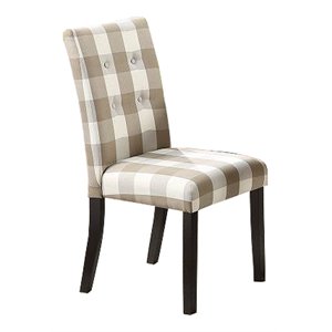 bowery hill contemporary fabric dining chair with tufting in brown (set of 2)