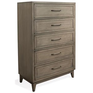 bowery hill contemporary 5 drawer chest in gray wash