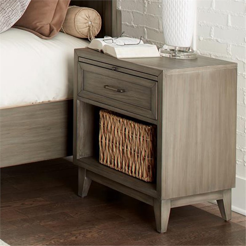 Bowery Hill Contemporary 1 Drawer Nightstand in Gray Wash