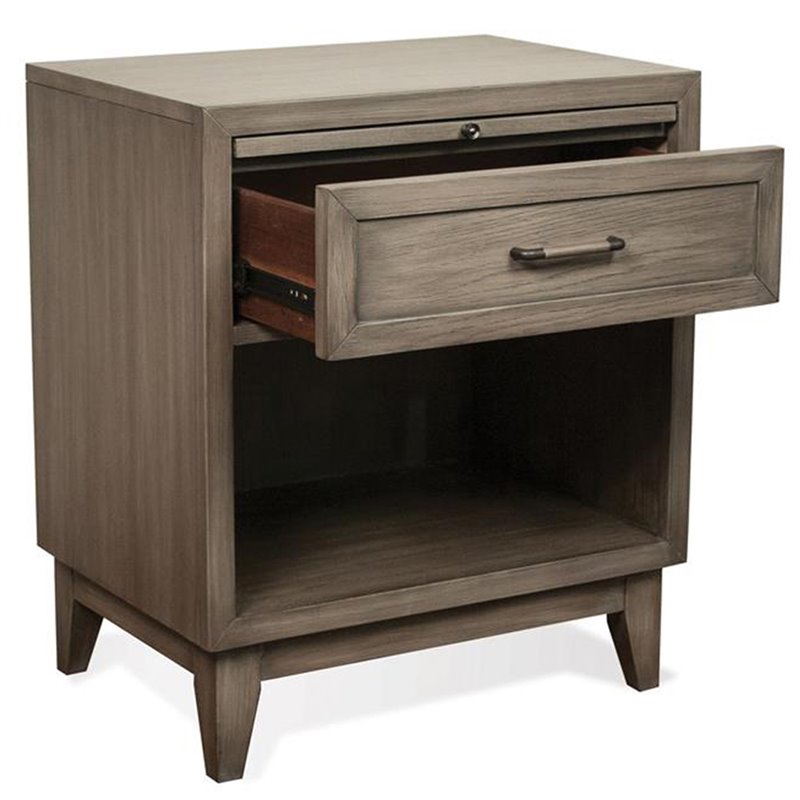 Bowery Hill Contemporary 1 Drawer Nightstand in Gray Wash