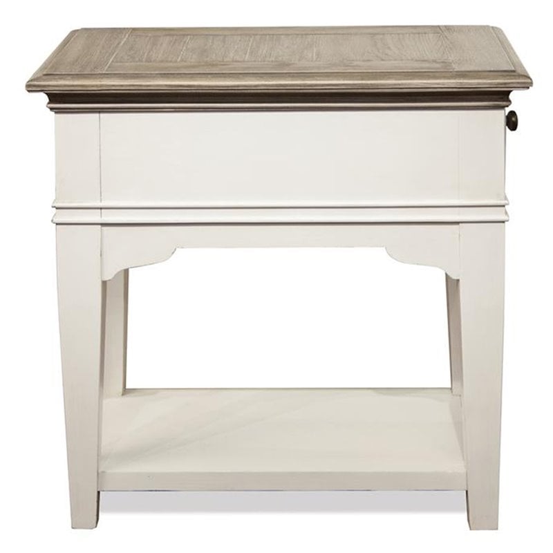 Bowery Hill 1 Drawer Coastal Wood End Table with Bottom Shelf in White
