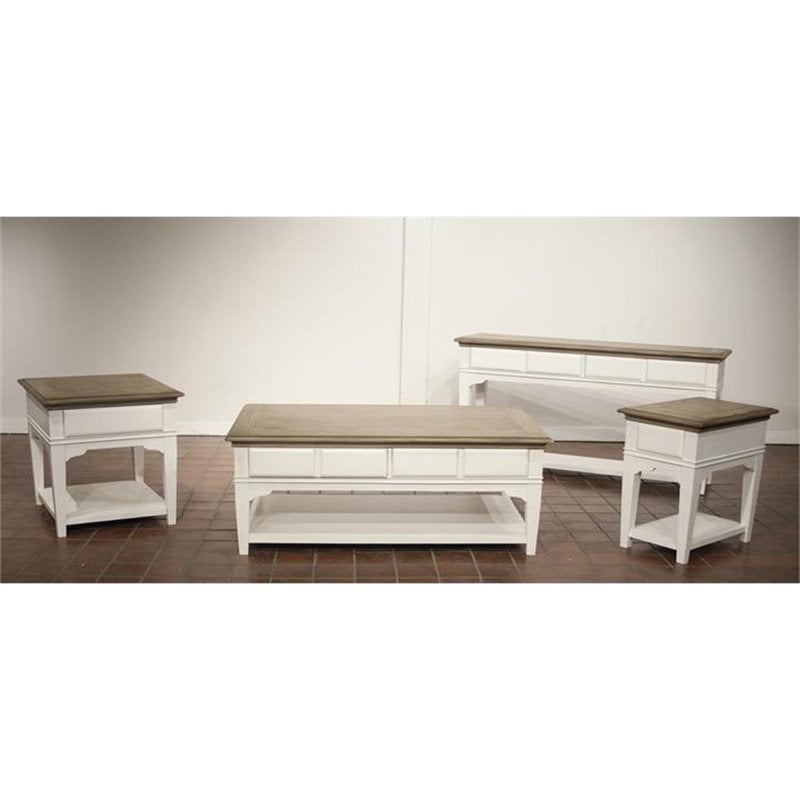 Bowery Hill 1 Drawer Coastal Wood End Table with Bottom Shelf in White