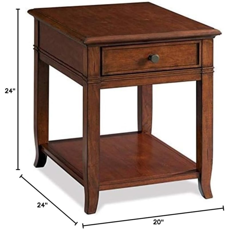 Bowery Hill End Table Nightstand Bedside Square in Wood - Cherry