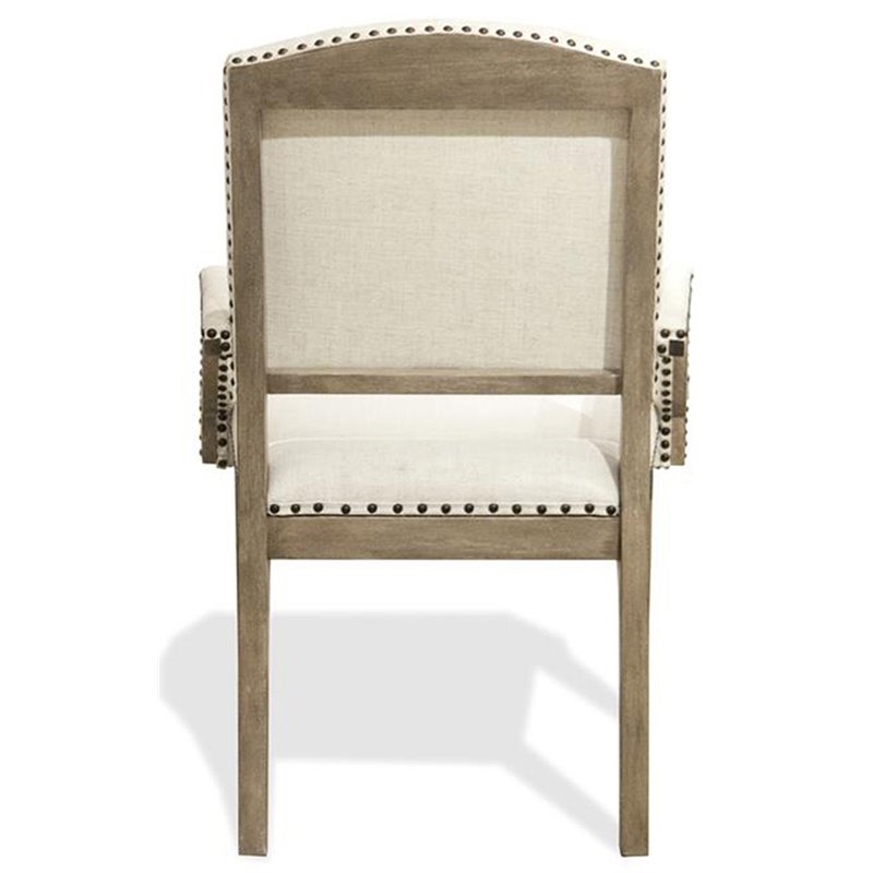 Bowery Hill Assembled 18.5'' Wood/Fabric Dining Arm Chair in Natural/White