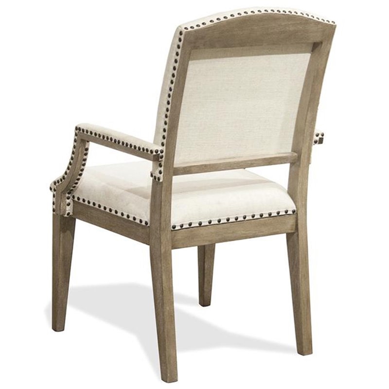Bowery Hill Assembled 18.5'' Wood/Fabric Dining Arm Chair in Natural/White