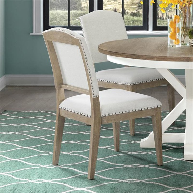 Bowery Hill Assembled Contemporary Upholstered Dining Side Chair in Natural