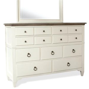 bowery hill contemporary 9 drawer dresser in natural and paperwhite