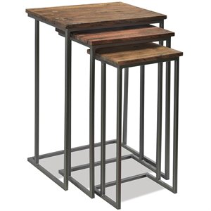 bowery hill contemporary 3 piece nesting end table set in patina wood