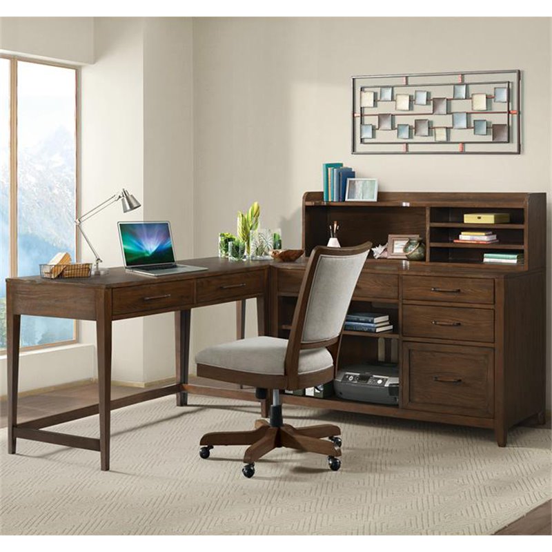 Bowery Hill Contemporary Upholstered Desk Chair in Plymouth Brown Oak