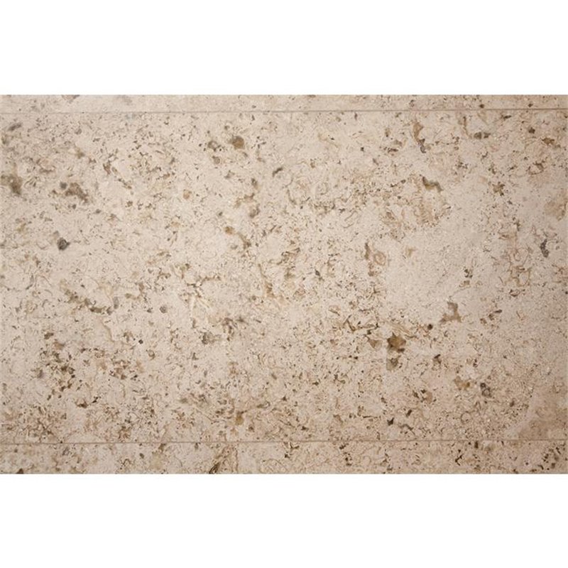 Bowery Hill Contemporary Round Stone Top Coffee Table in Alabaster Travertine